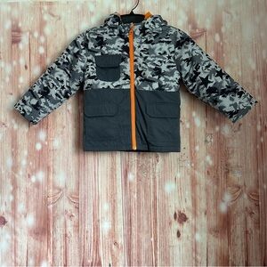 Swiss Tech Boys 3T Reversible 4 in 1 System Jacket Camo Gray With Orange